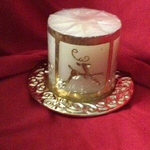 Christmas Gold Candle and Dish